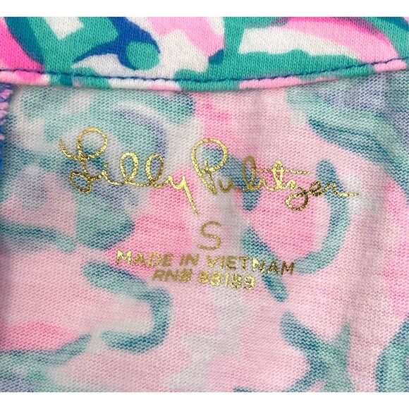 Lilly Pulitzer Size M Blue Pink Sherrill Multi in Full Bloom Dress 3/4 Sleeve - Picture 4 of 7